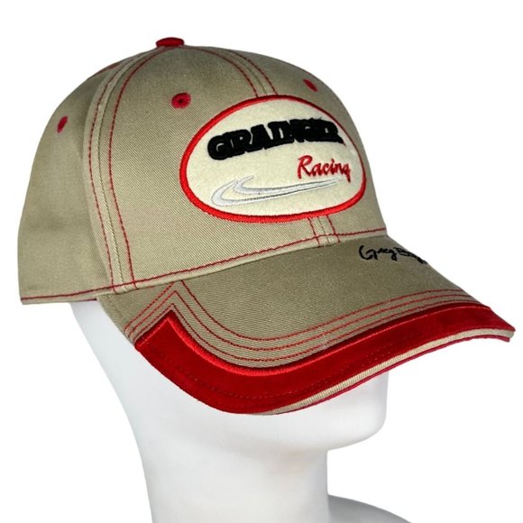 Team Caliber Greg Biffle #16 Grainger Racing Adjustable Baseball Cap Hat Tan Red - Picture 14 of 14